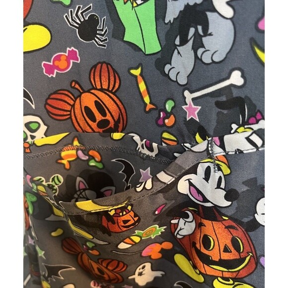 Disney Halloween Spooky Pumpkins Mickey & Minnie Squad Nurse Doctor Scrub Sz L - Picture 5 of 11